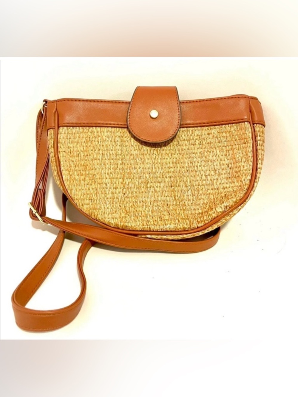 Time and Tru Valeria  | Half Moon Crossbody Woven Purse | Handbag